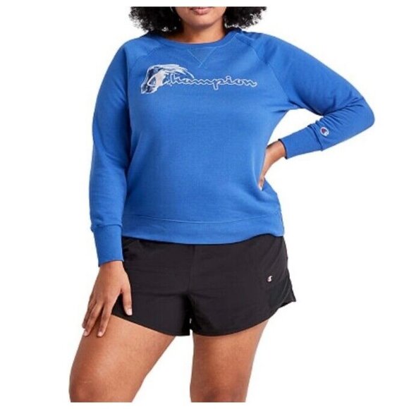 Champion Women’s Plus Size 4X Blue Fleece Pullover Crewneck Sweatshirt NWT - Picture 2 of 6